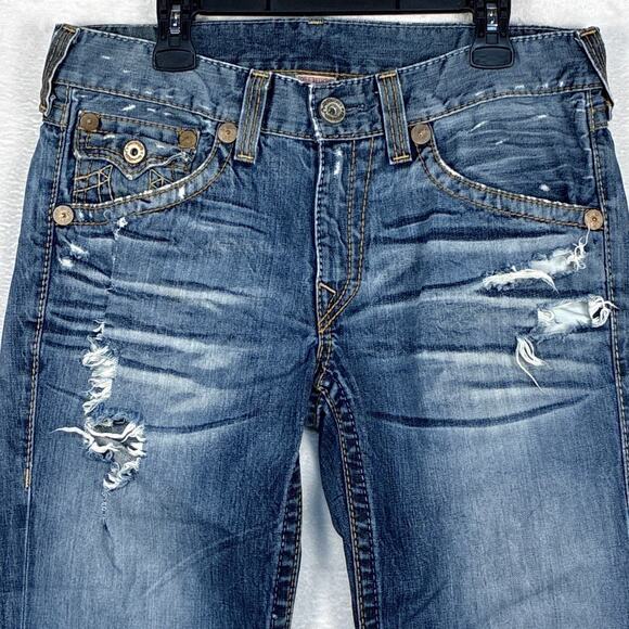 VTG True Religion Billy Big T Jean Mens 34x32 (36x32) Distressed Y2K Wide Leg - Picture 1 of 13